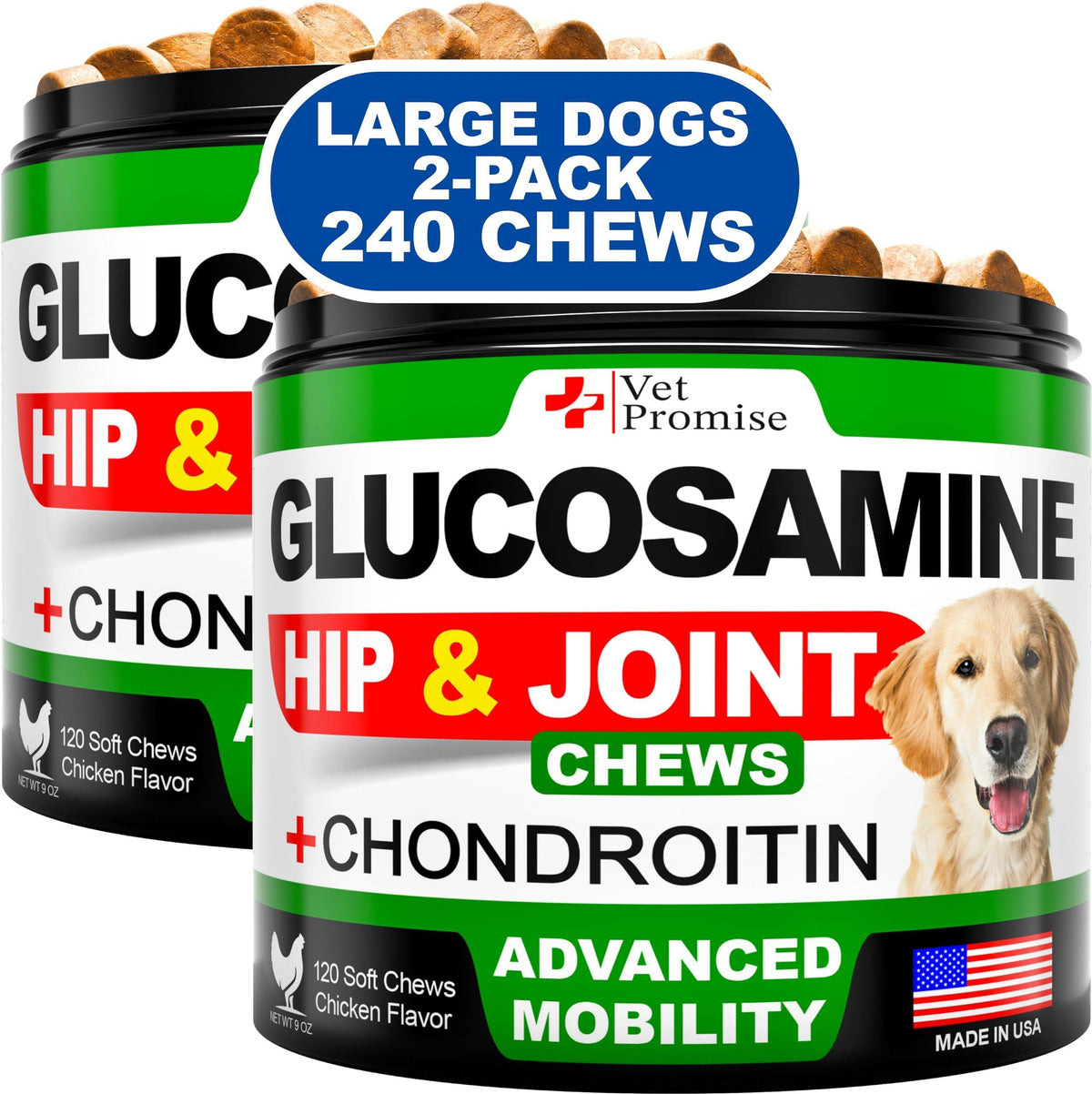 (2 Pack) Glucosamine Hip & Joint Chews for Dogs