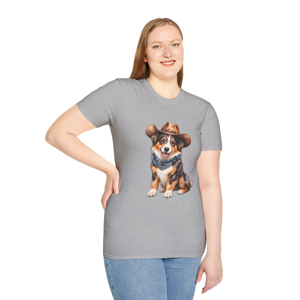 Cowboy Dog T-Shirt — Cute Australian Shepherd in Hat