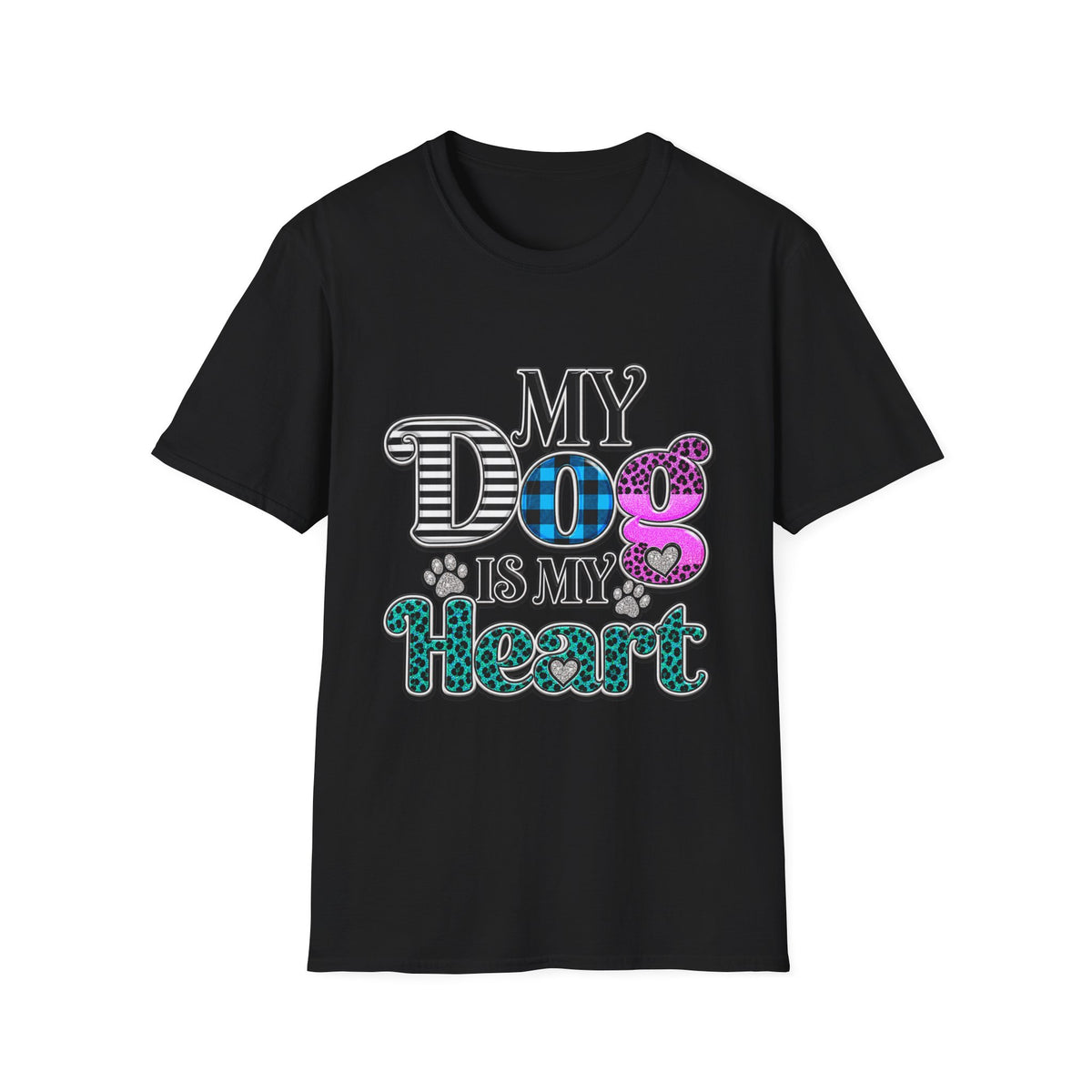 My Dog Is My Heart T-Shirt — Colorful Plaid