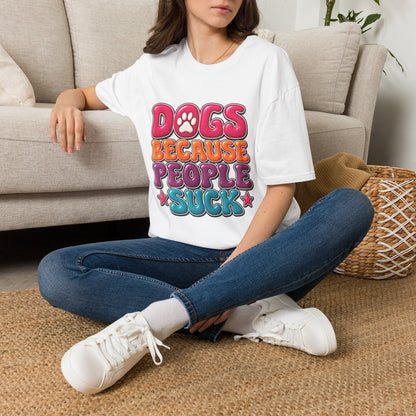 Dogs Because People Suck' Retro Paw Graphic Tee