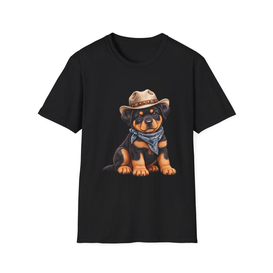 Cowboy Rottweiler T-Shirt Cute Puppy in Cowboy Hat