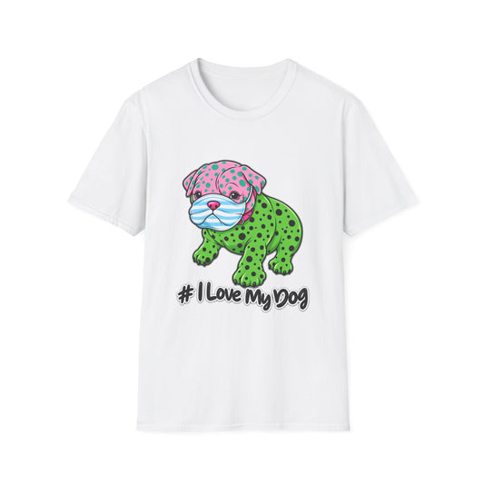 I Love My Dog T-Shirt — Colorful Polka Dot Puppy