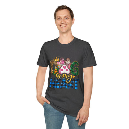 Dog Is My Heart T-Shirt — Colorful Paw Print