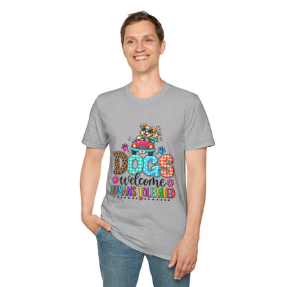 Dogs Welcome Graphic T-Shirt — Cute Puppy Car Design
