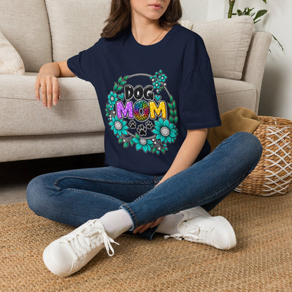 Dog Mom T-Shirt — Colorful Floral Paw Print Tee for Pet Lovers