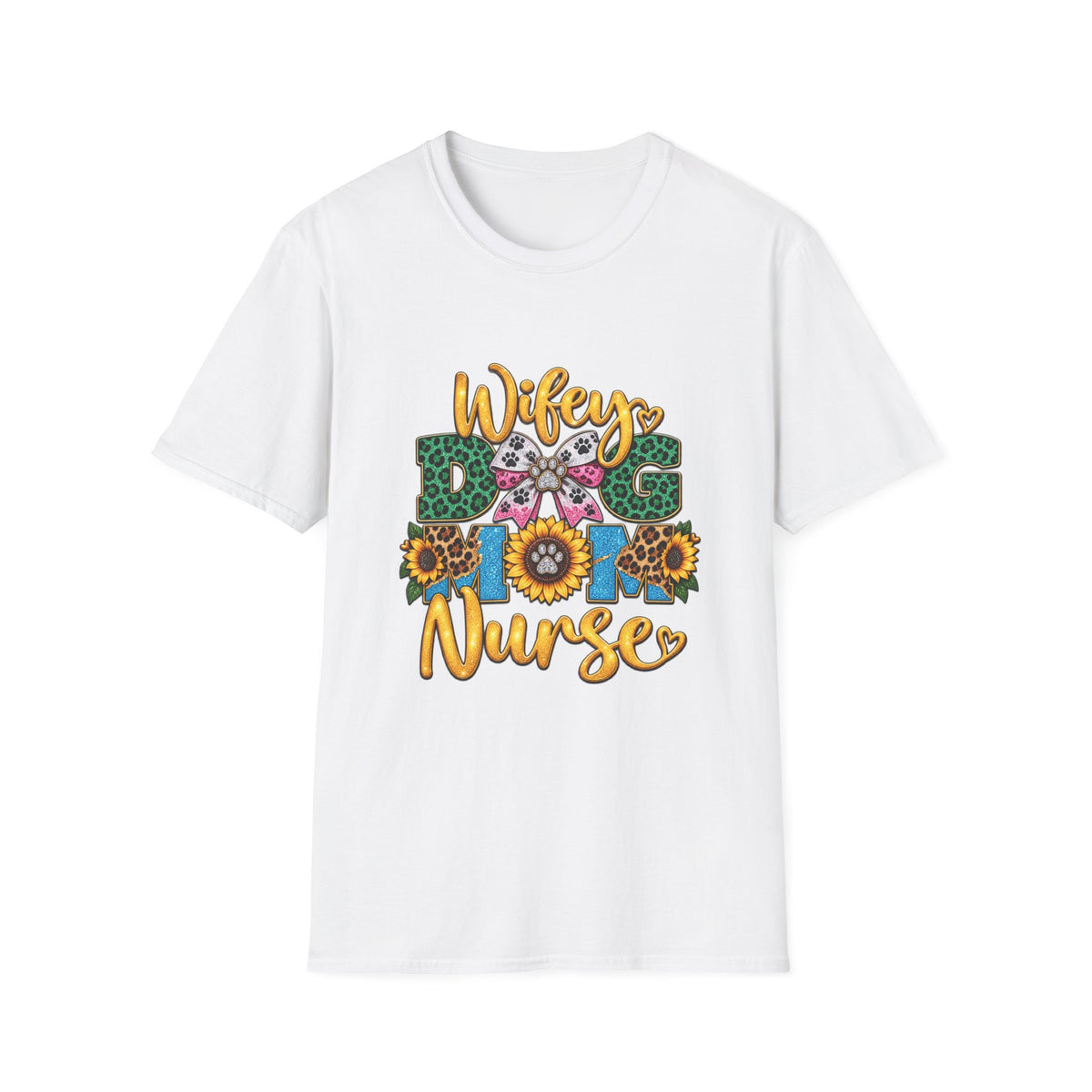 Wifey Dog Mom Nurse T‑Shirt — Floral Leopard Pet Lover Tee