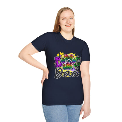 Dog Dad T‑Shirt — Colorful Leopard Paw Graphic Tee for Pet Lovers
