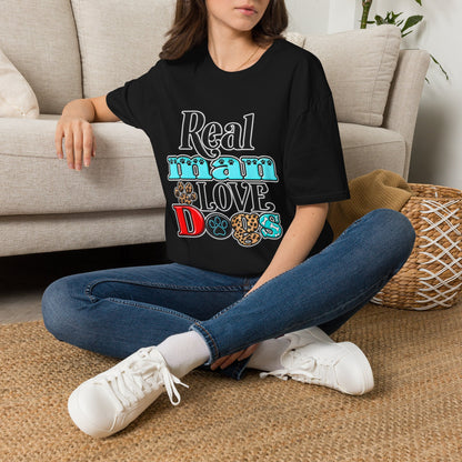 Real Man Loves Dogs T-Shirt — Vintage Paw Print Graphic