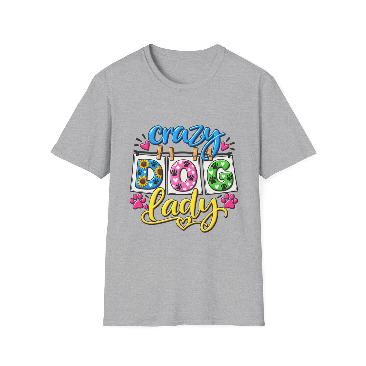 Crazy Dog Lady T-Shirt — Cute Floral & Paw Print Design