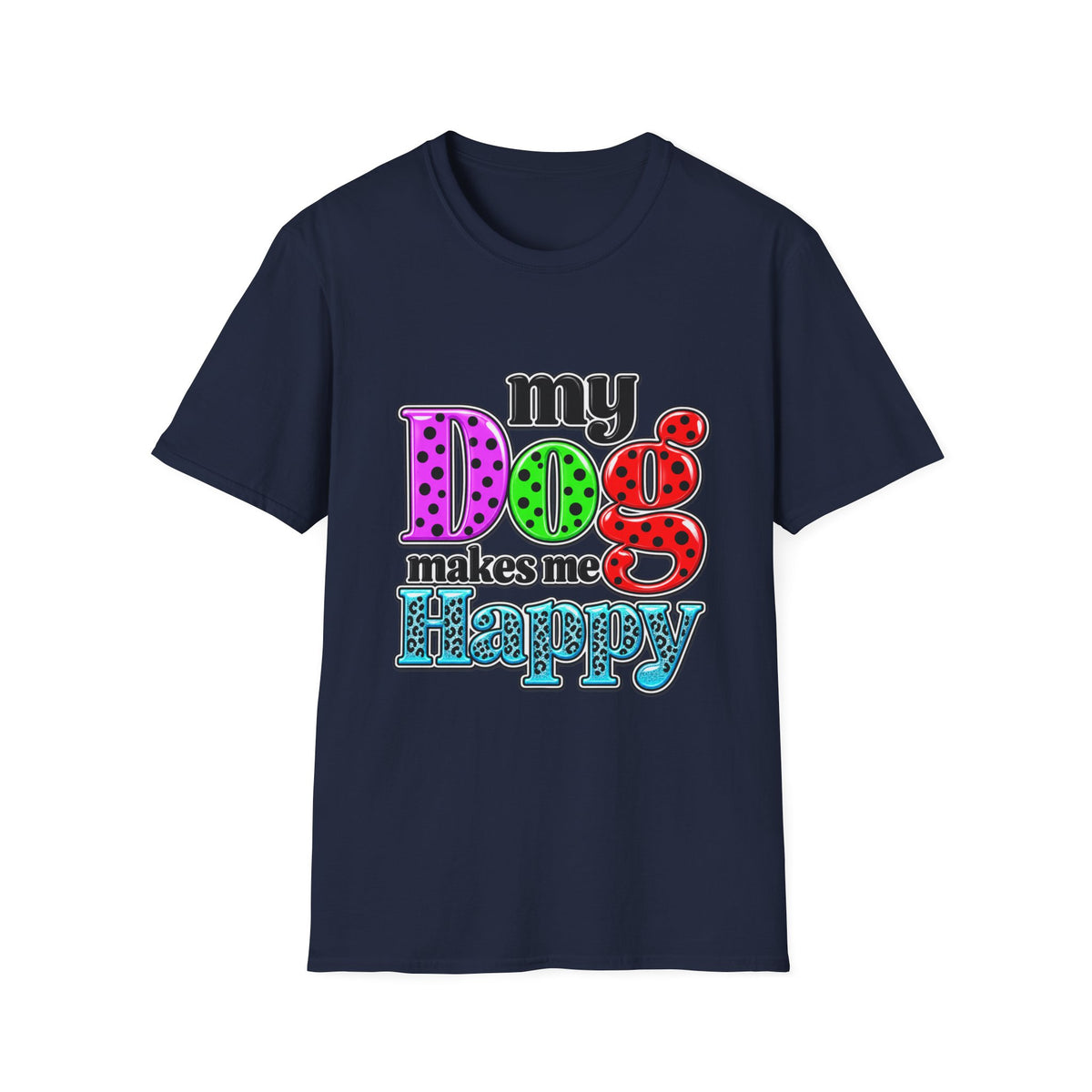 My Dog Makes Me Happy Colorful Retro Graphic