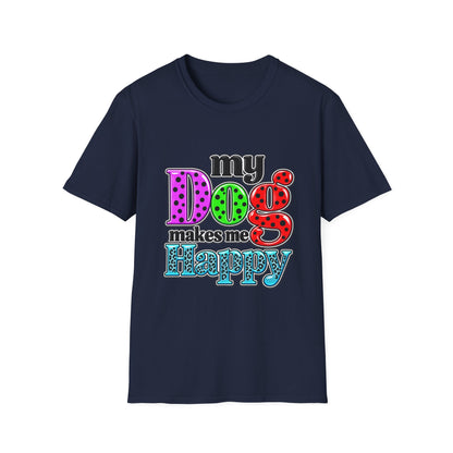 My Dog Makes Me Happy Colorful Retro Graphic