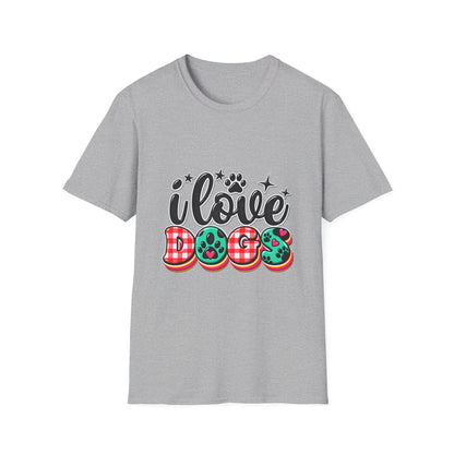 I Love Dogs T-Shirt — Cute Paw Print Graphic Tee for Dog Lovers