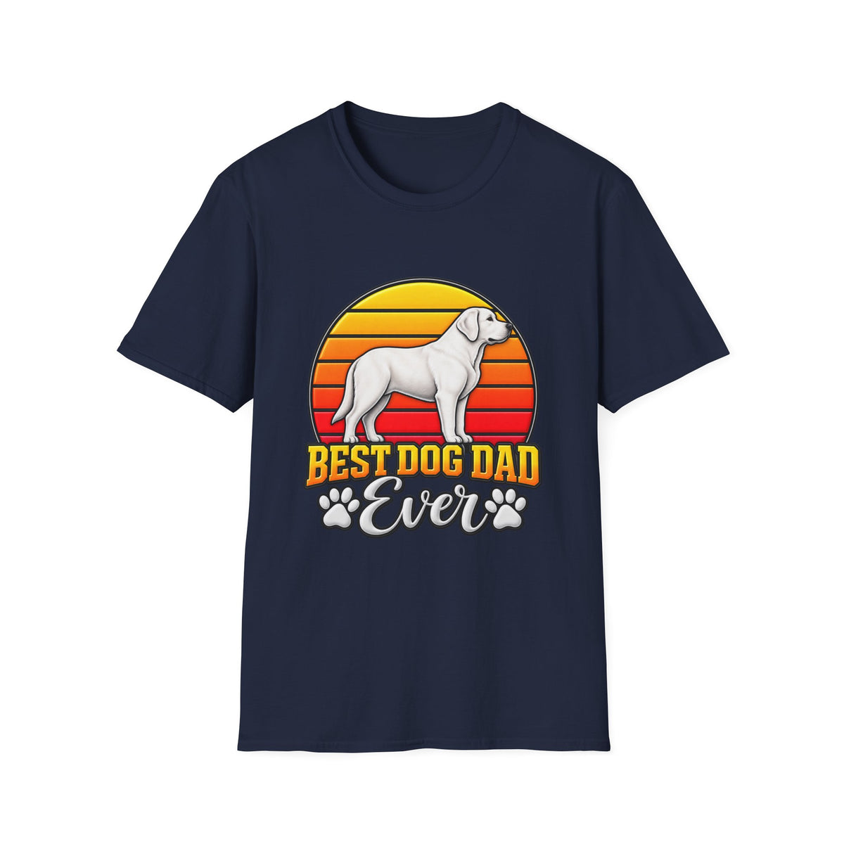 Best Dog Dad Ever T-Shirt — Retro Labrador Paw Print Dad Tee