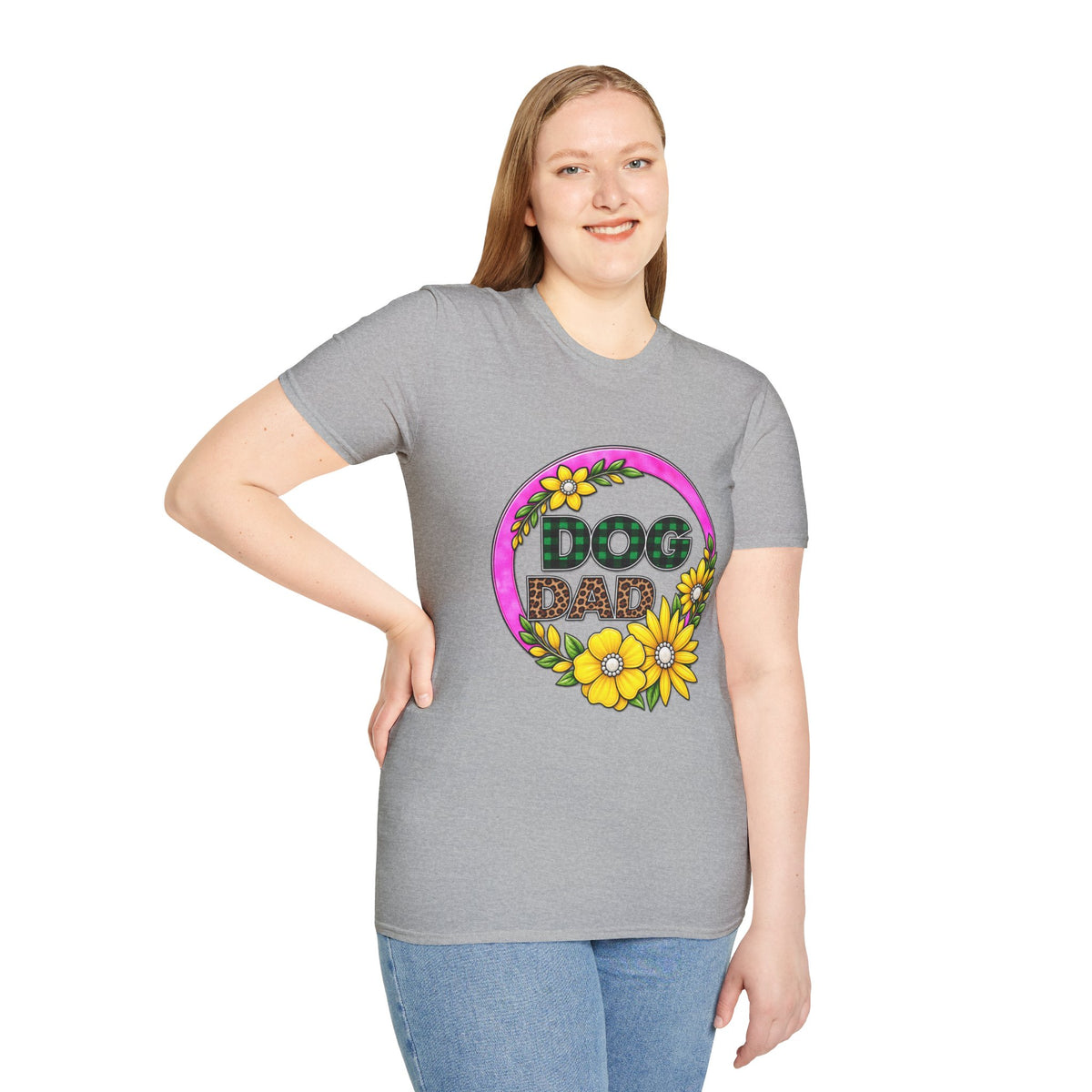 Dog Dad T‑Shirt — Floral Plaid Pet Lover Tee