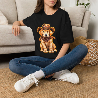 Cute Labrador Wearing Cowboy Hat & Bandana