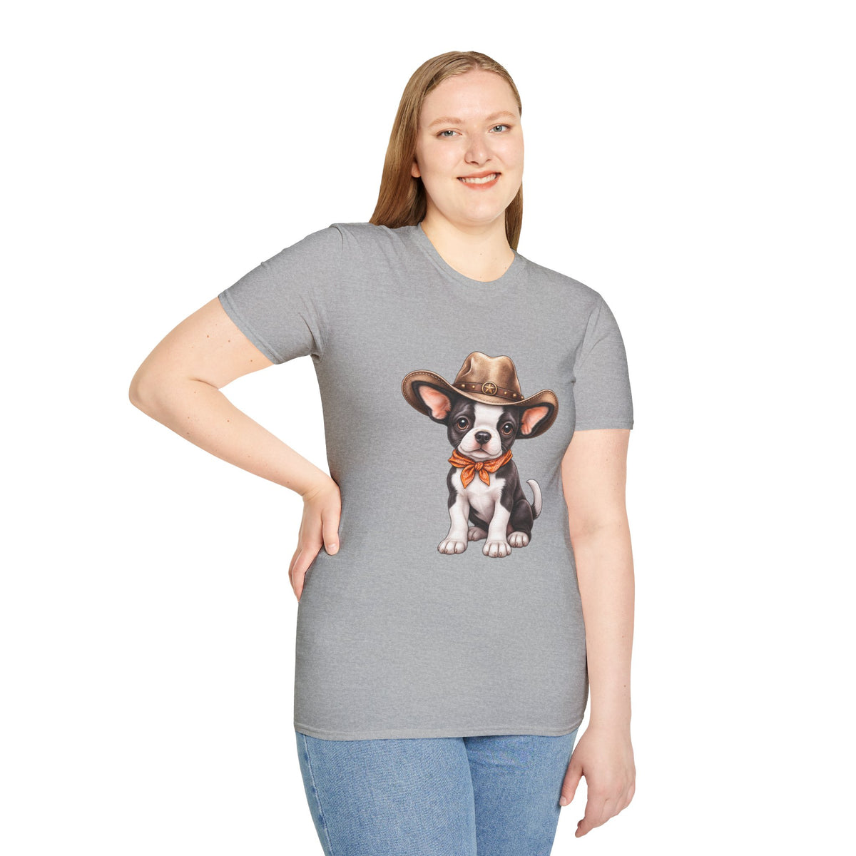 Cute Dog in Western Hat Graphic Tee