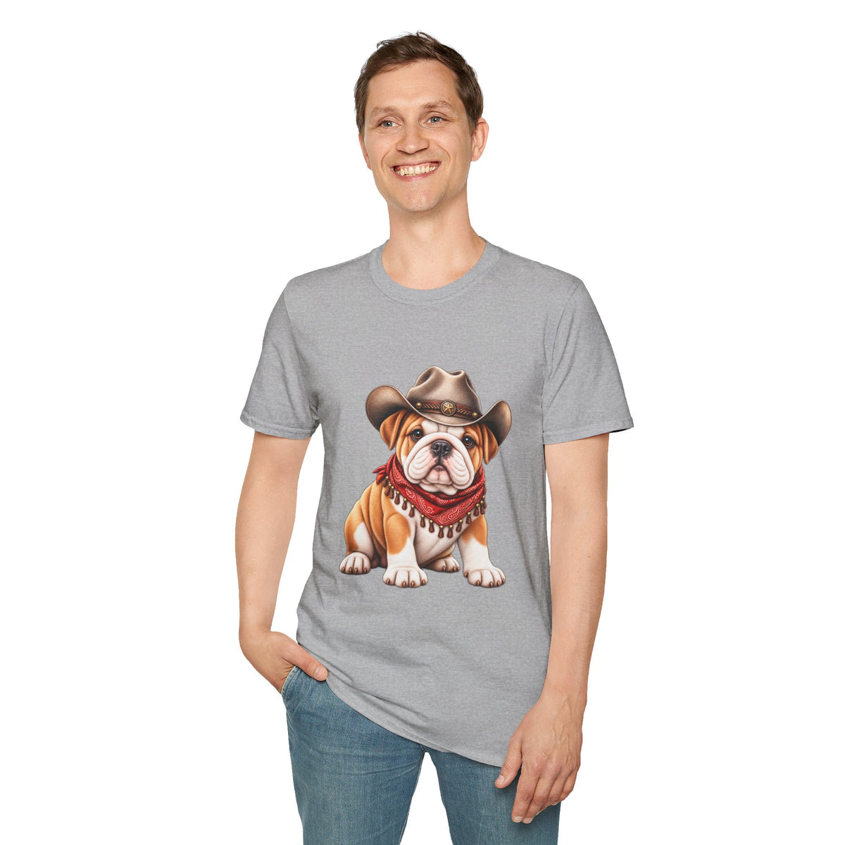 Bulldog Cowboy T-Shirt  Cute Western Dog