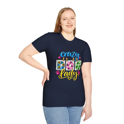 Crazy Dog Lady T-Shirt — Cute Floral & Paw Print Design