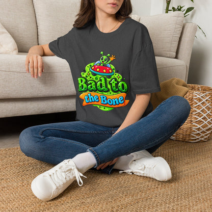 Bad to the Bone Alien T-Shirt — Cute UFO Cartoon Tee