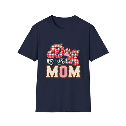 Dog Mom T-Shirt — Red Gingham Paw Graphic Tee