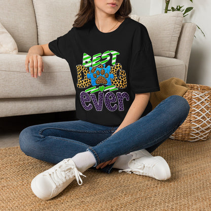 Best Dog Ever T-Shirt — Colorful Leopard & Paw Graphic