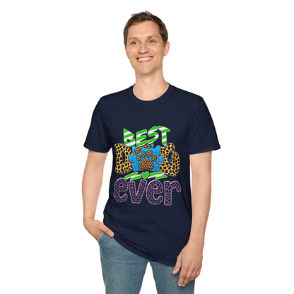 Best Dog Ever T-Shirt — Colorful Leopard & Paw Graphic