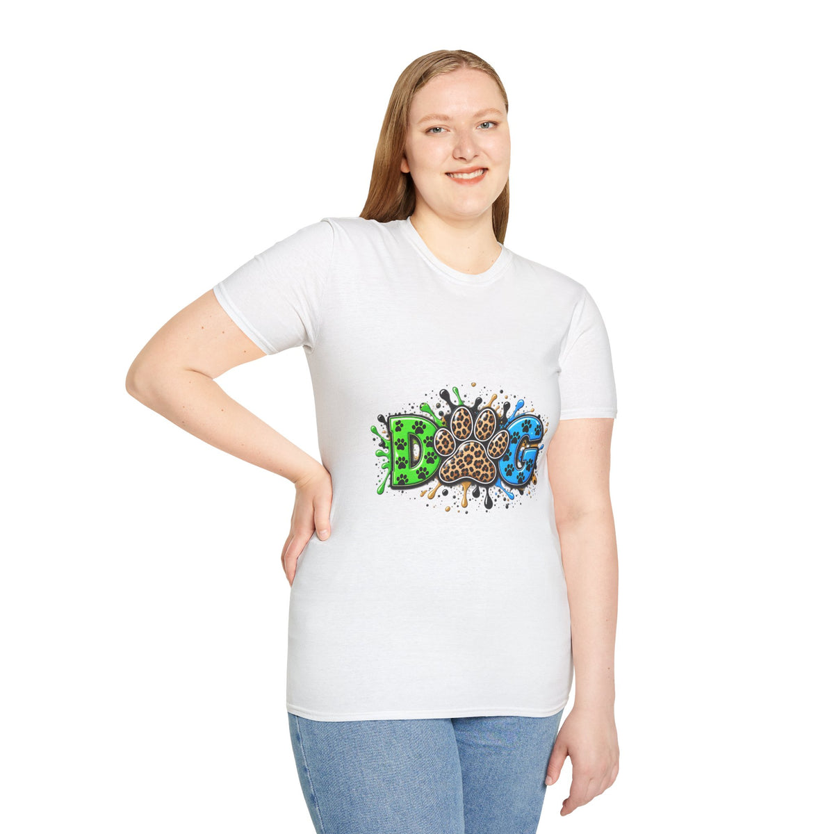 Dog Paw Splash T-Shirt Leopard Print Paw Graphic