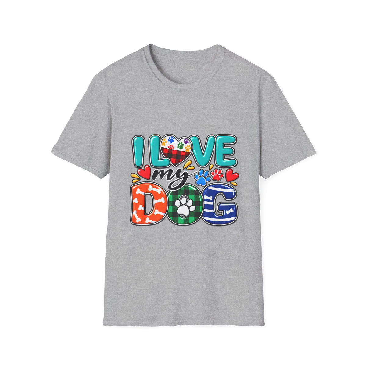 I Love My Dog Colorful Paw Heart T-Shirt