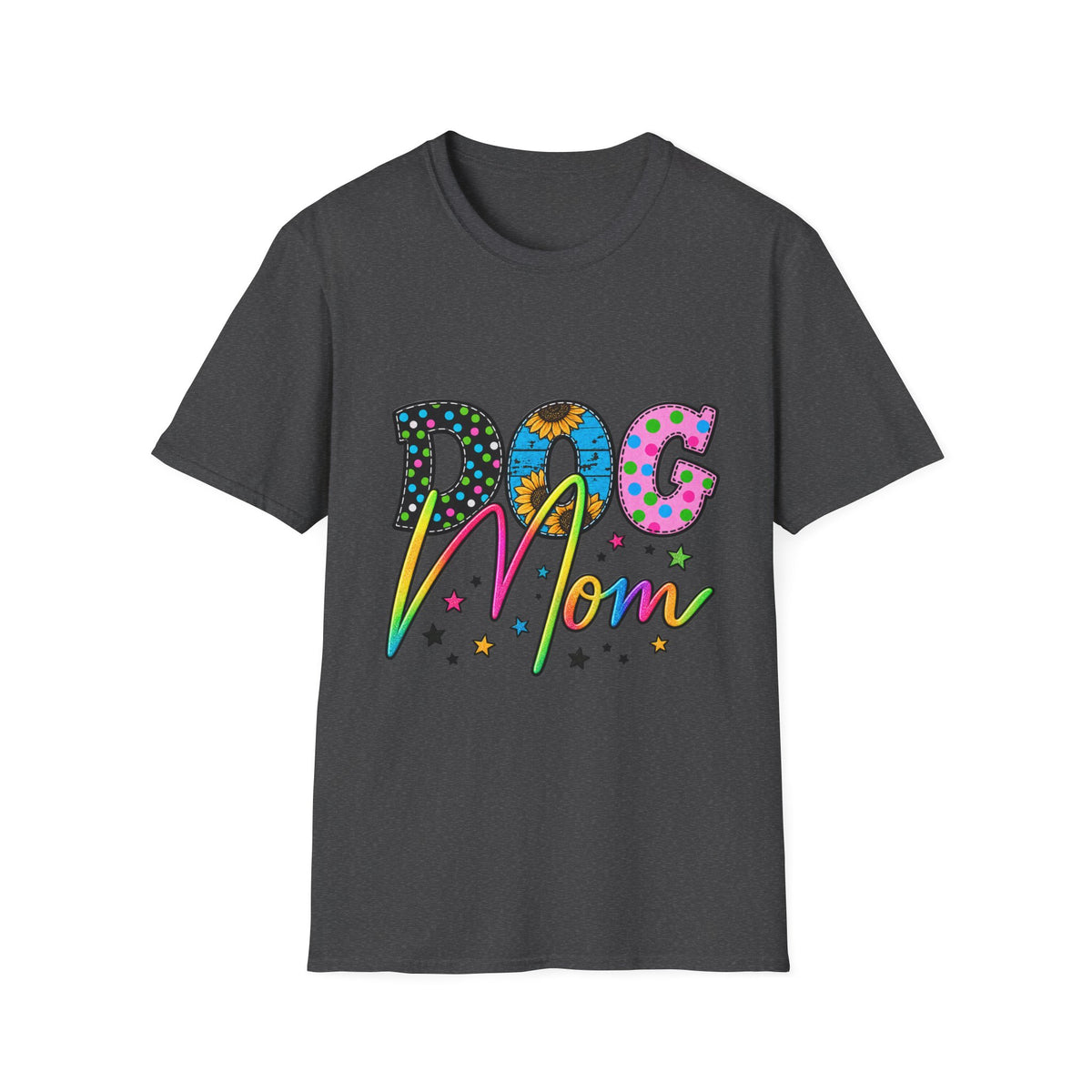 Dog Mom T-Shirt  Colorful Floral & Polka Dot Graphic