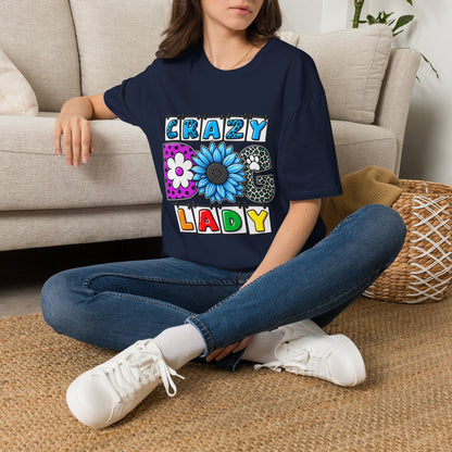 Crazy Dog Lady T-Shirt — Colorful Floral Typography