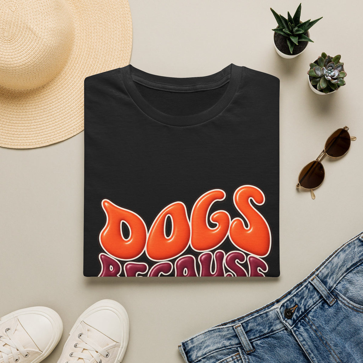 Dogs Because Dudes T-Shirt — Retro Funky Tee for Dog Lovers