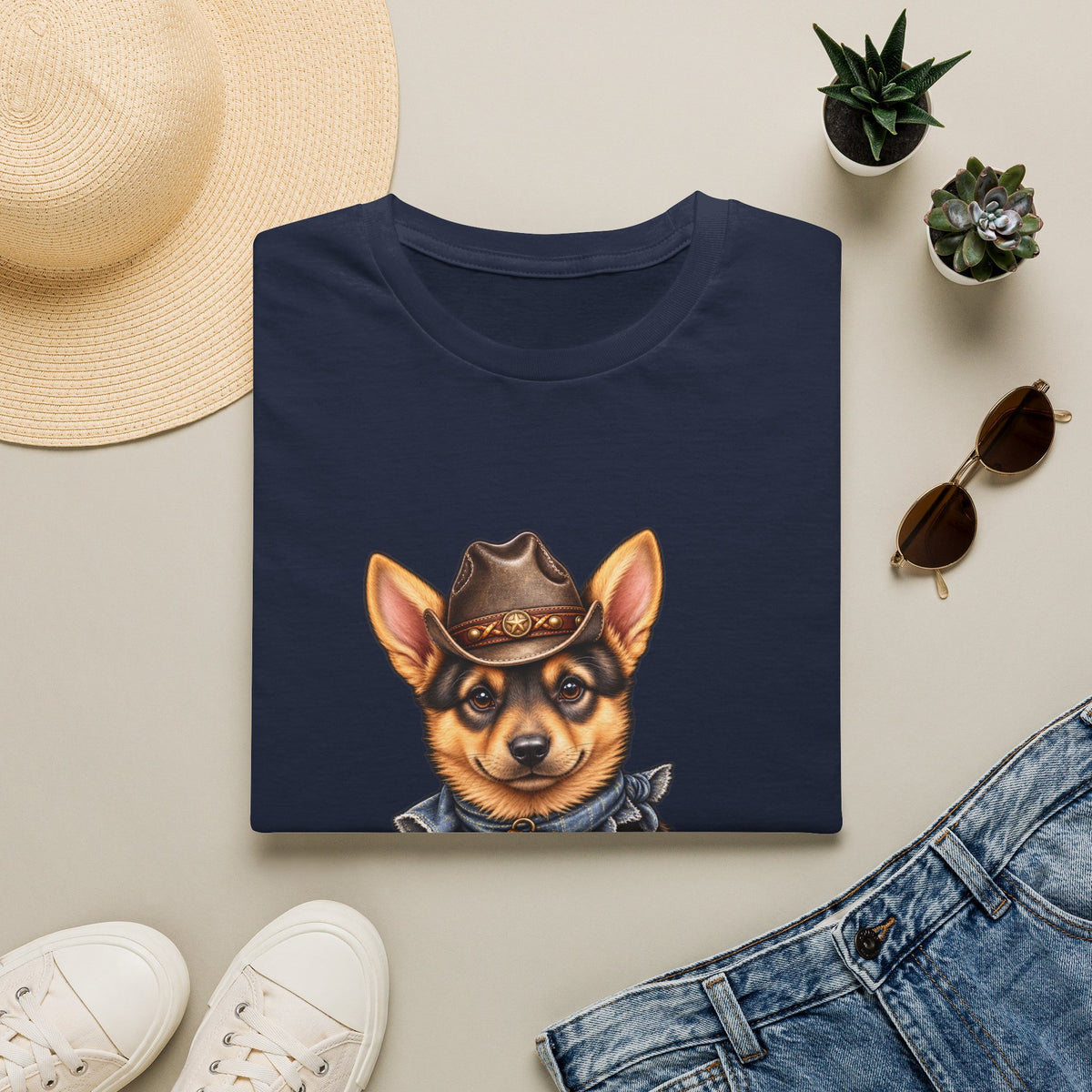 Corgi Cowboy T-Shirt Cute Western Dog Tee
