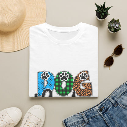 Dog Lady T‑Shirt — Colorful Paw Print DOG Graphic Tee for Pet Lovers