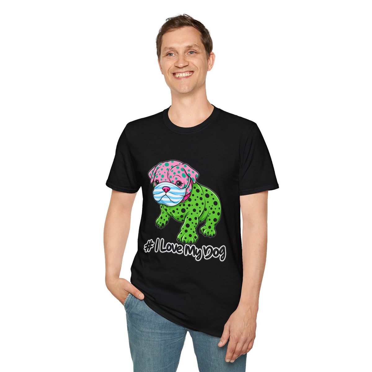 I Love My Dog T-Shirt — Colorful Polka Dot Puppy