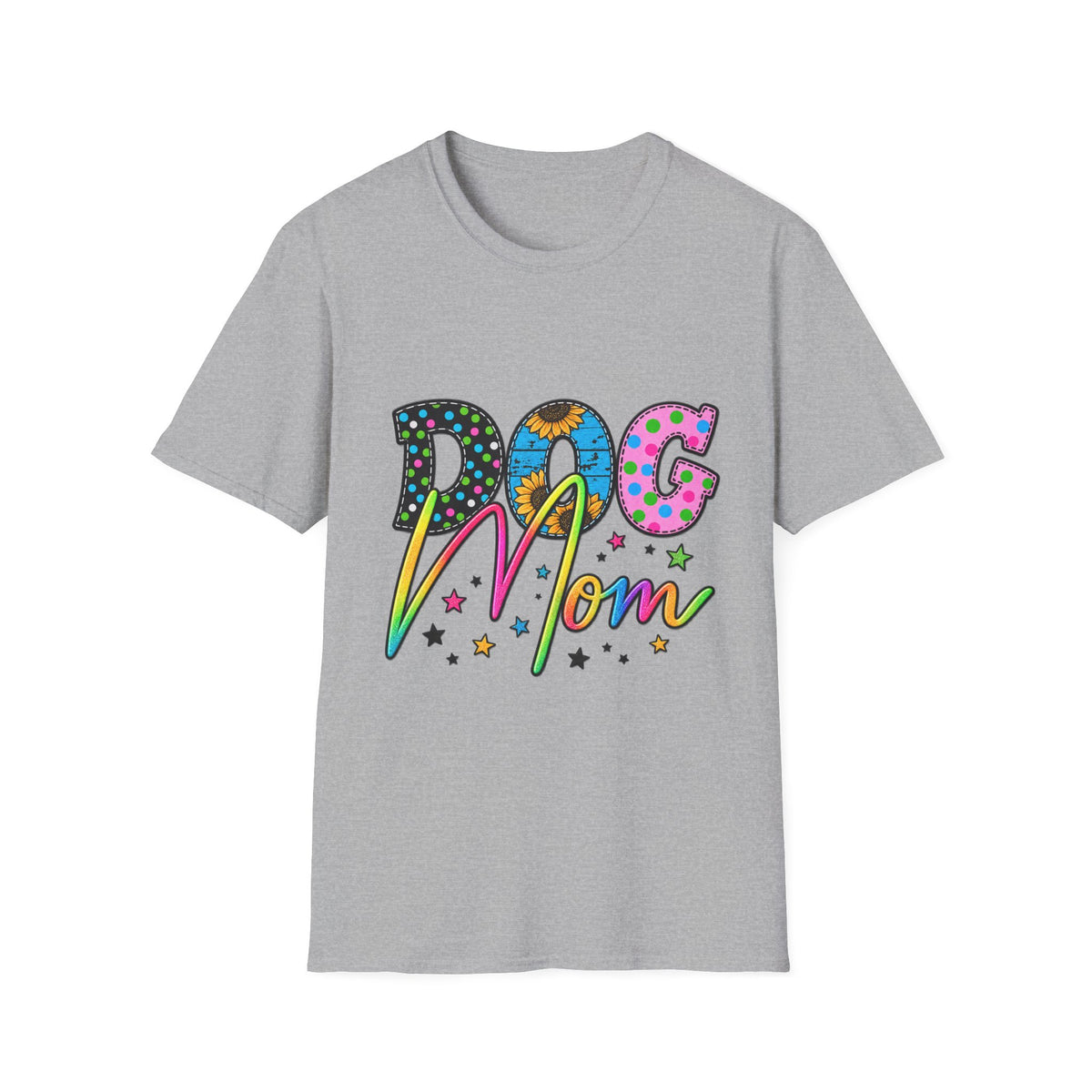 Dog Mom T-Shirt  Colorful Floral & Polka Dot Graphic