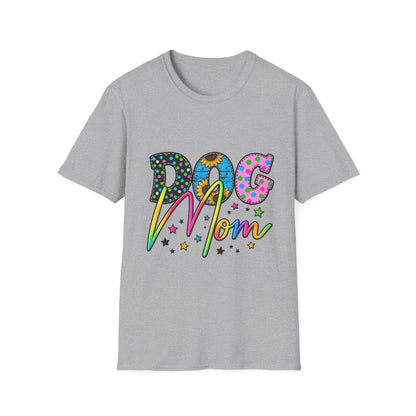 Dog Mom T-Shirt  Colorful Floral & Polka Dot Graphic