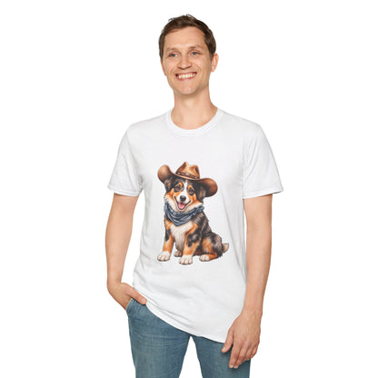 Cowboy Dog T-Shirt — Cute Australian Shepherd in Hat