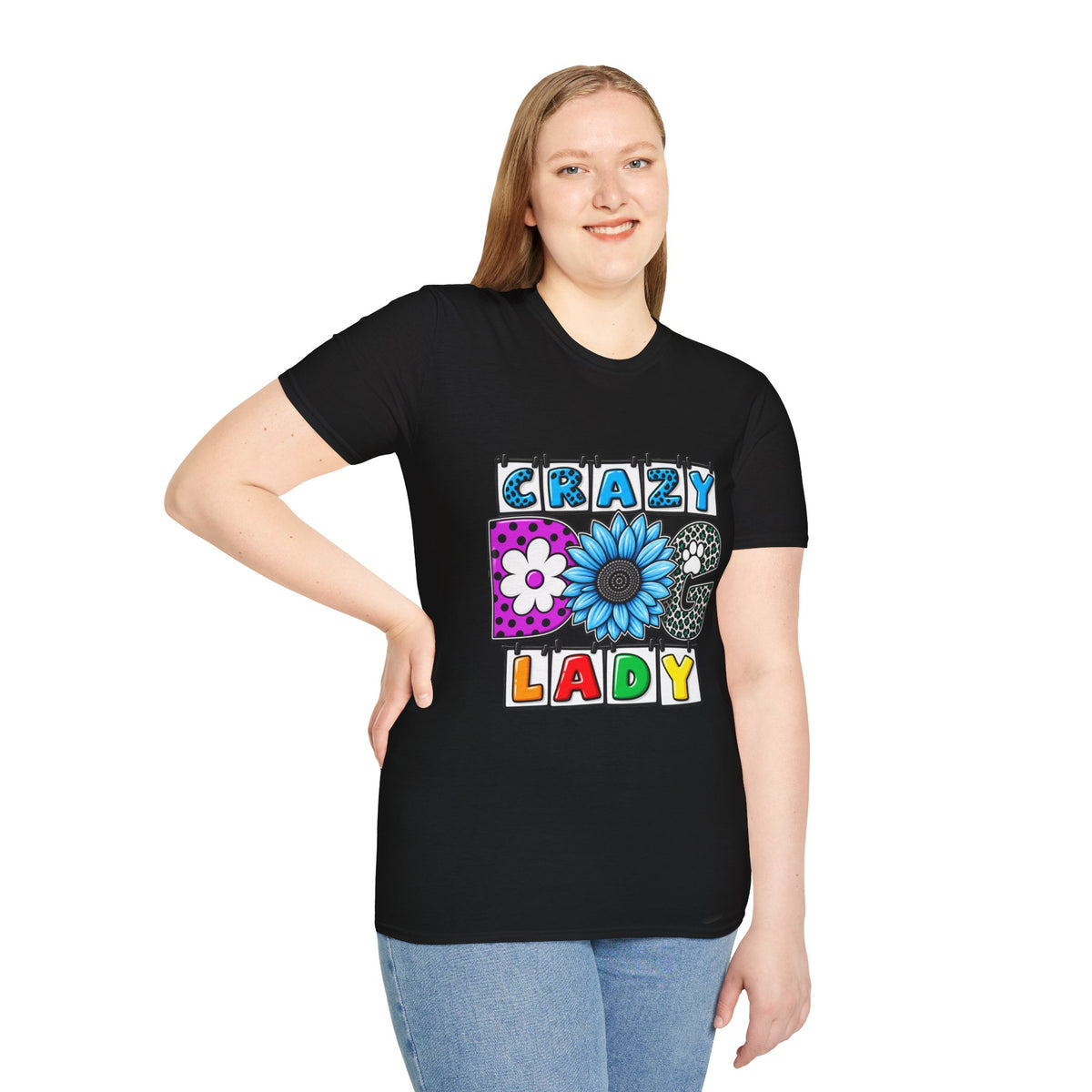 Crazy Dog Lady T-Shirt — Colorful Floral Typography