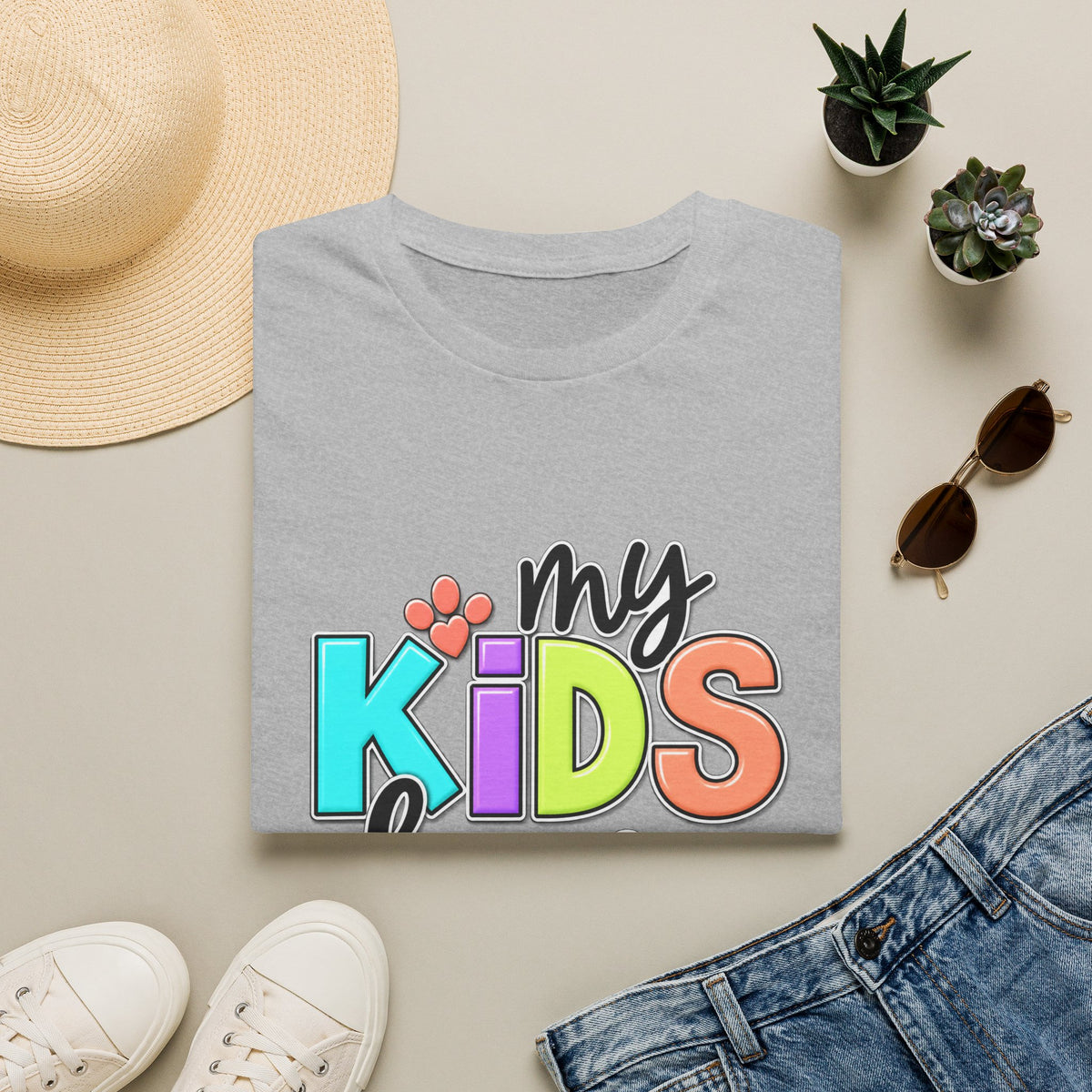 My Kids Have Paws T-Shirt — Colorful Pet Parent Mom Tee