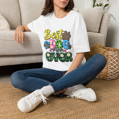 Best Dog Mom Ever T-Shirt — Colorful Paw Print