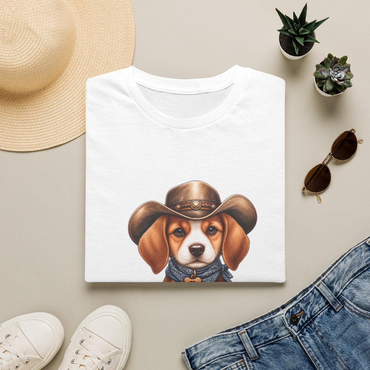 Beagle Cowboy T-Shirt — Cute Western Puppy Tee