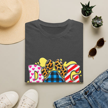 Dog Mom T‑Shirt — Colorful Paw Print Design