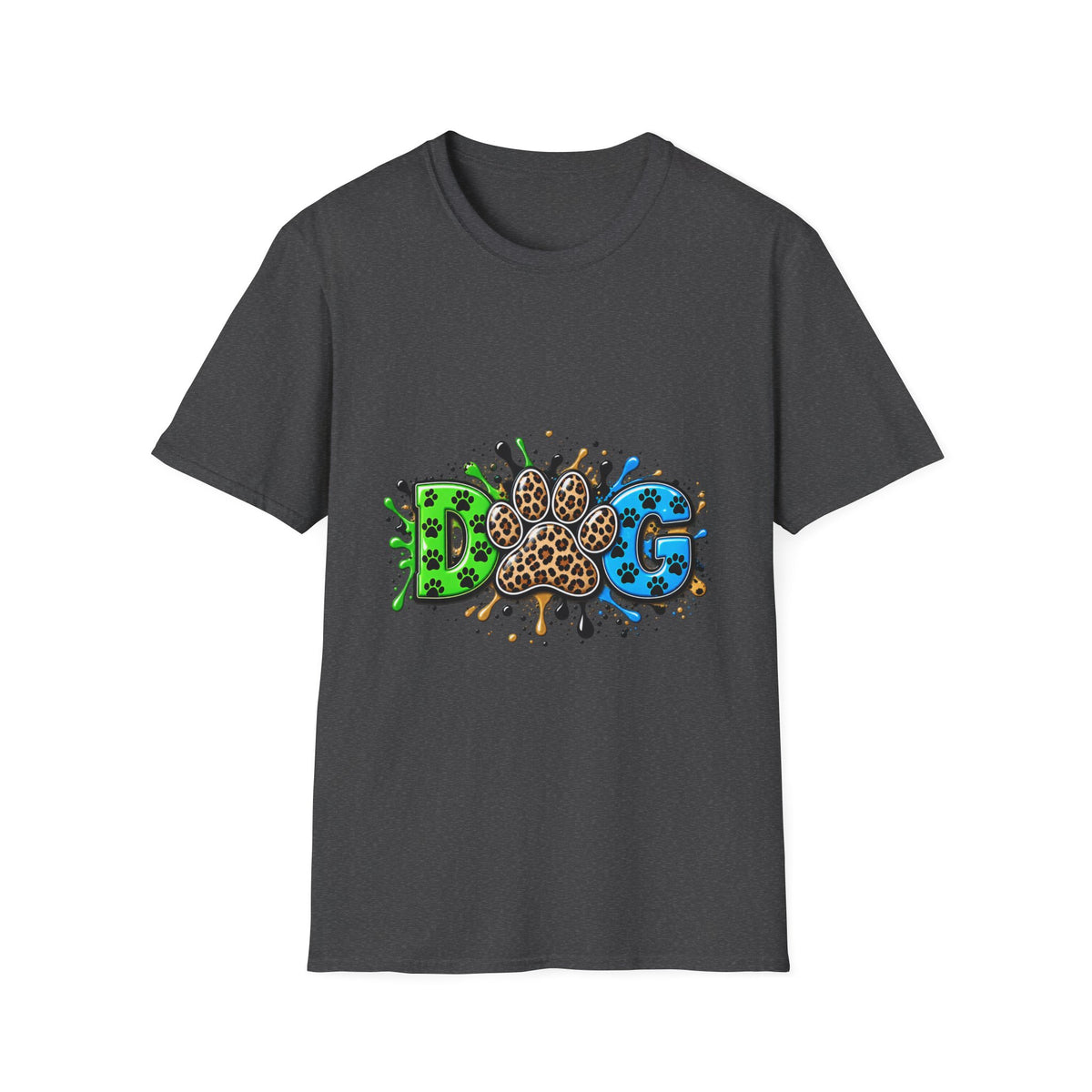 Dog Paw Splash T-Shirt Leopard Print Paw Graphic