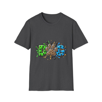 Dog Paw Splash T-Shirt Leopard Print Paw Graphic
