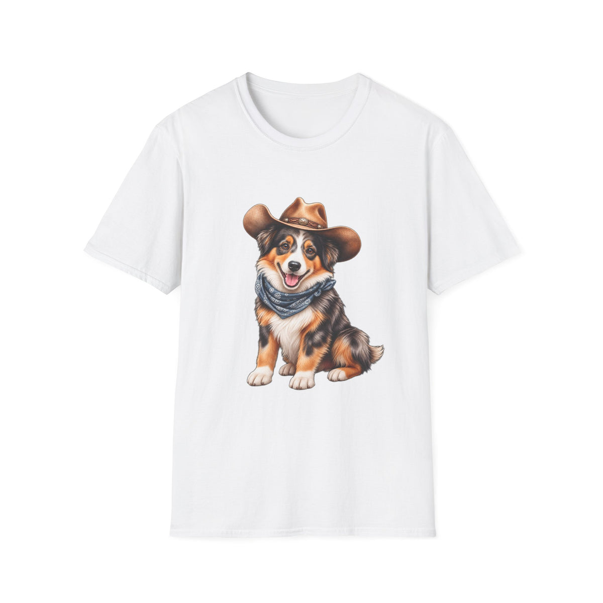 Cowboy Dog T-Shirt — Cute Australian Shepherd in Hat