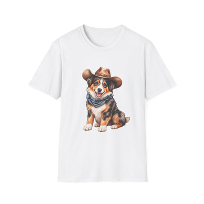 Cowboy Dog T-Shirt — Cute Australian Shepherd in Hat