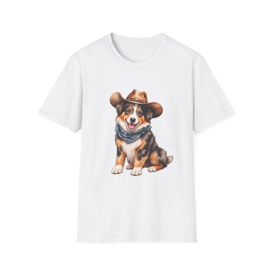 Cowboy Dog T-Shirt — Cute Australian Shepherd in Hat