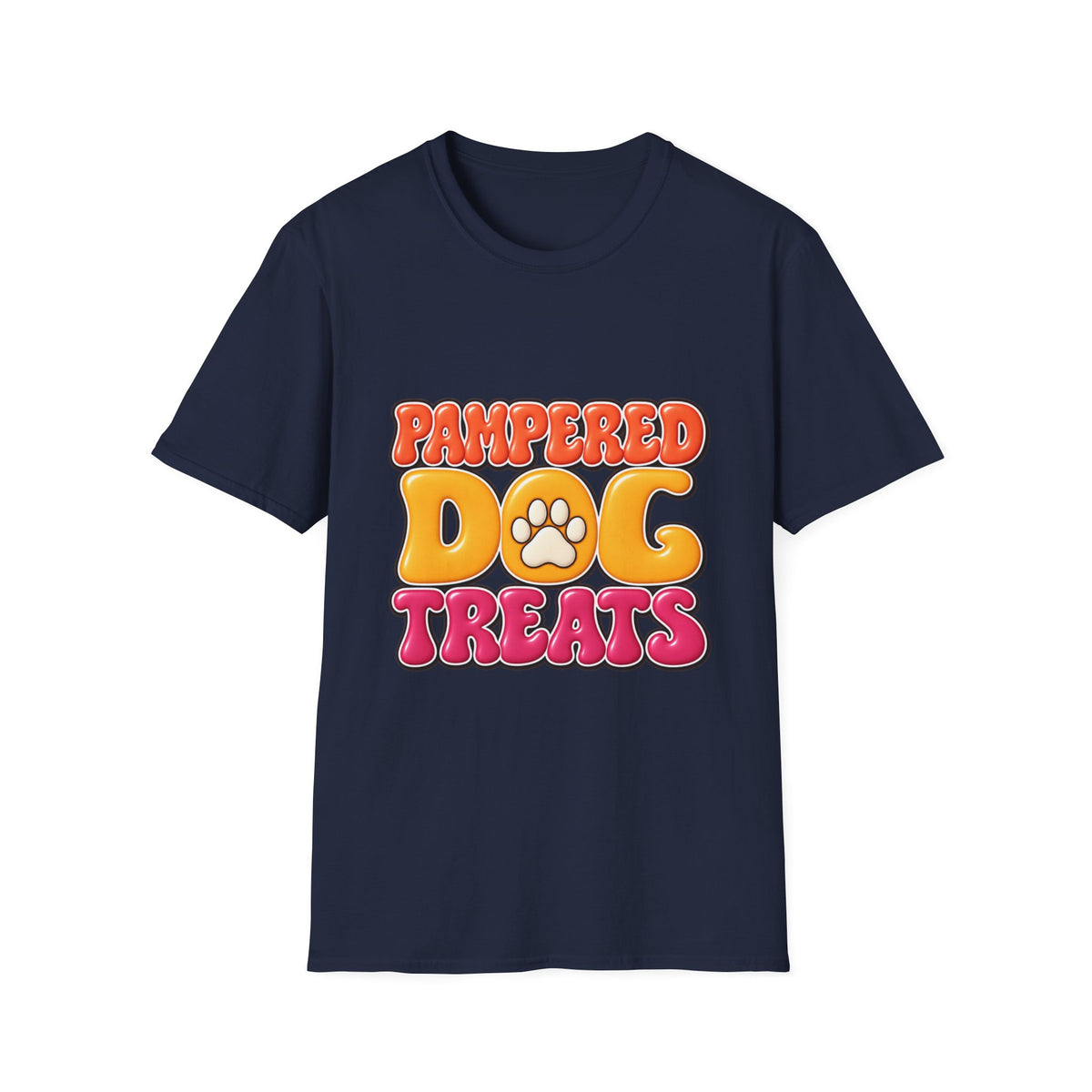 Pampered Dog Treats T-Shirt — Retro Paw Graphic