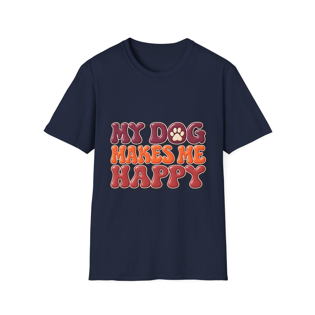 My Dog Makes Me Happy" Retro Paw Graphic