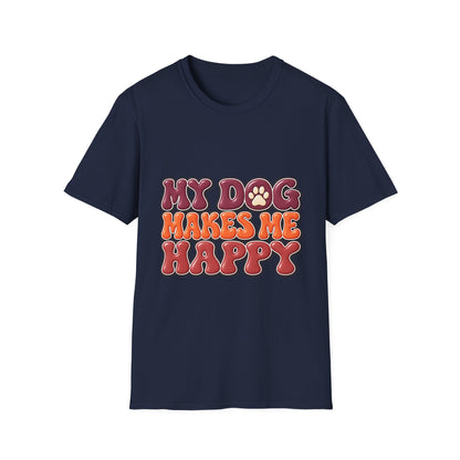 My Dog Makes Me Happy" Retro Paw Graphic
